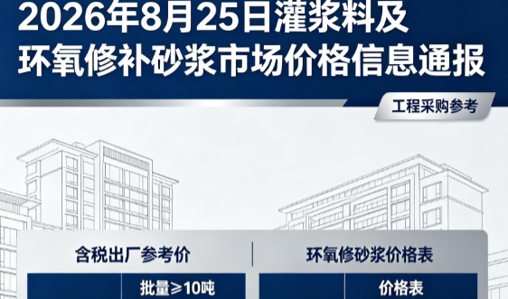 广陵2026年8月25日灌浆料及环氧修补砂浆市场价格信息通报